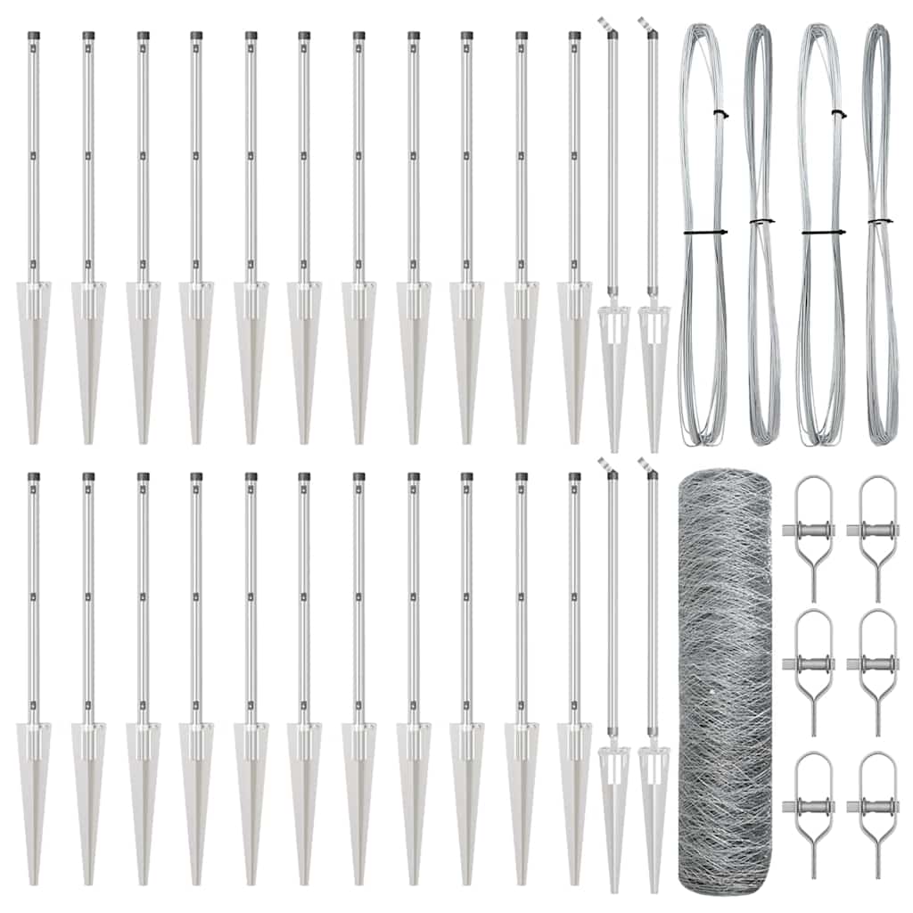 Afrasteringspaal Zilver 50 x 0,4 m (50 mm mesh) Staal is nu te koop bij PeponiXL, paradijselijk wonen!