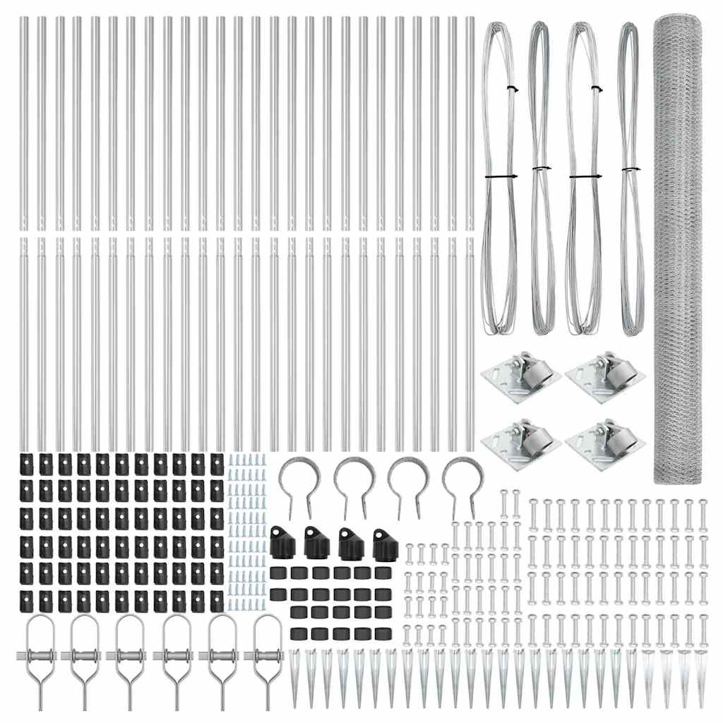 Afrasteringspaal Zilver 50 x 1,5 m (25 mm gaas) Staal is nu te koop bij PeponiXL, paradijselijk wonen!