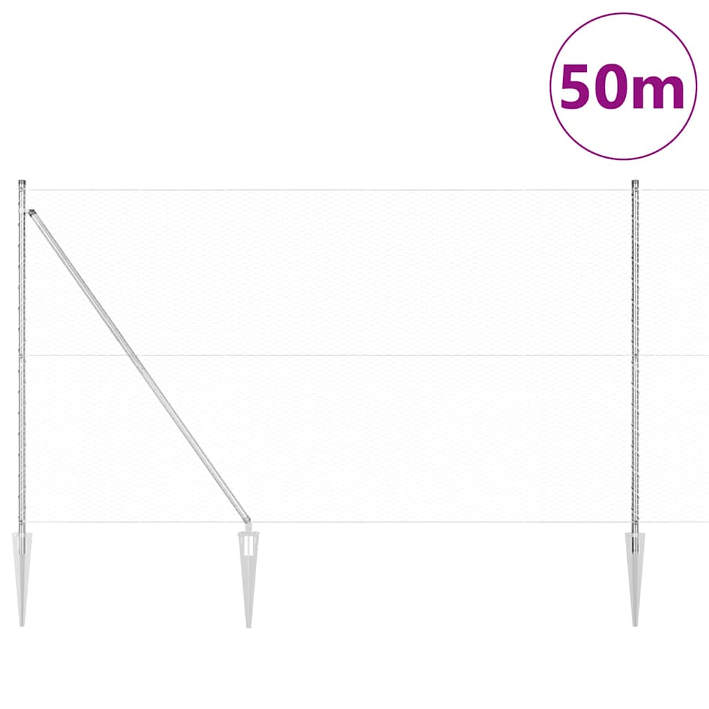 Afrasteringspaal Zilver 50 x 1,5 m (25 mm gaas) Staal is nu te koop bij PeponiXL, paradijselijk wonen!