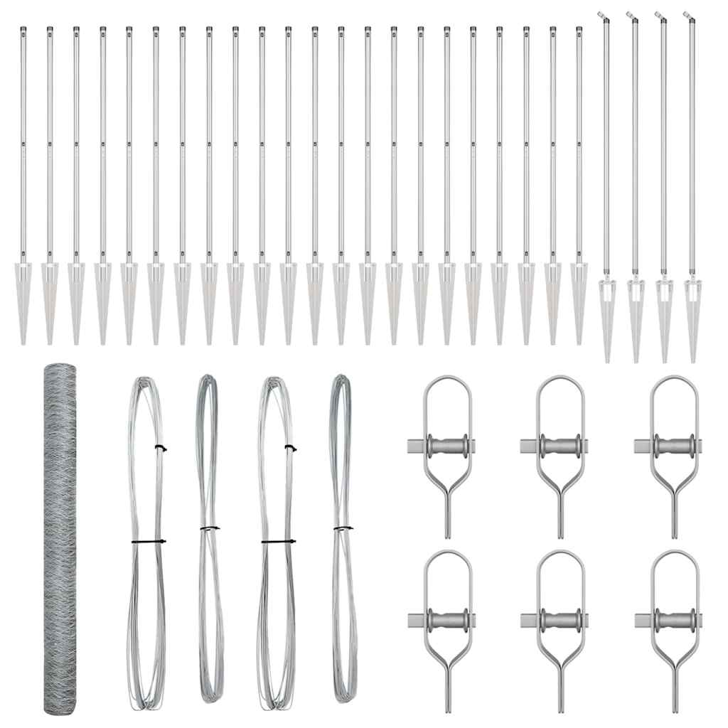 Afrasteringspaal Zilver 50 x 1,5 m (50 mm gaas) Staal is nu te koop bij PeponiXL, paradijselijk wonen!