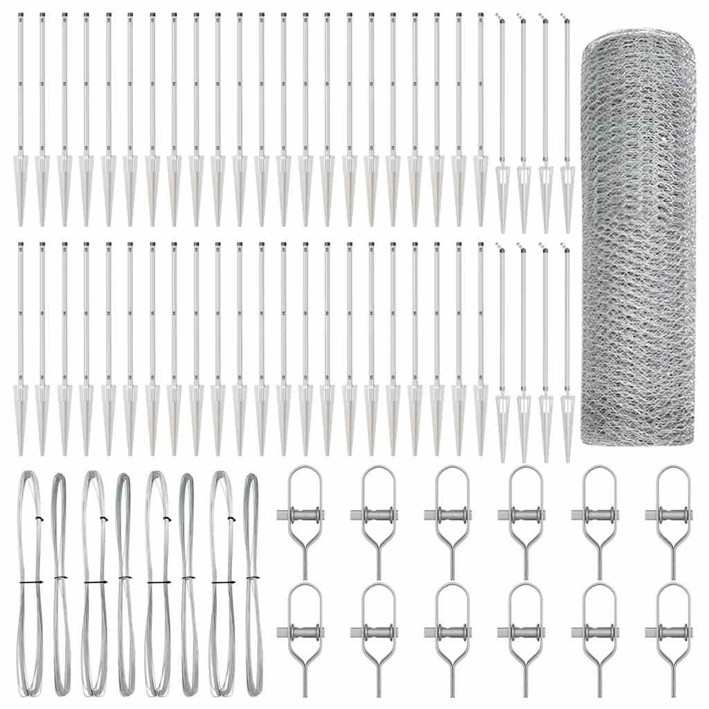 Afrasteringspaal Zilver 100 x 0,5 m (13 mm gaas) Staal is nu te koop bij PeponiXL, paradijselijk wonen!