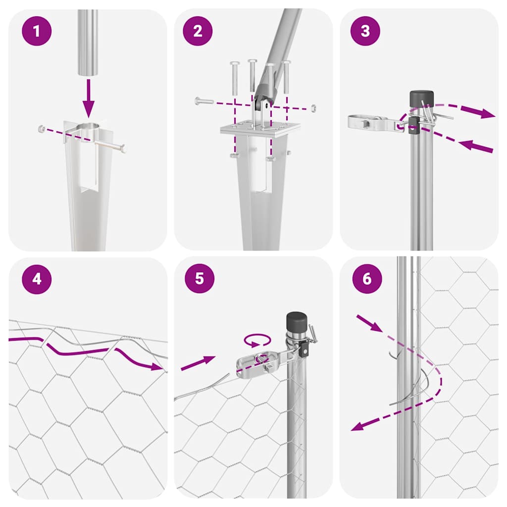 Afrasteringspaal Zilver 100 x 0,8 m (36 mm gaas) Staal is nu te koop bij PeponiXL, paradijselijk wonen!