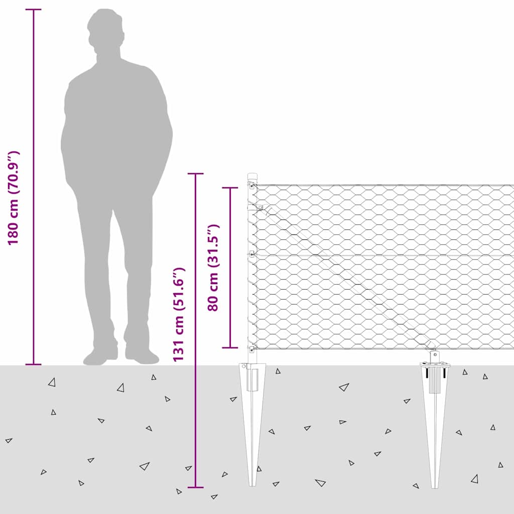 Afrasteringspaal Zilver 100 x 0,8 m (36 mm gaas) Staal is nu te koop bij PeponiXL, paradijselijk wonen!