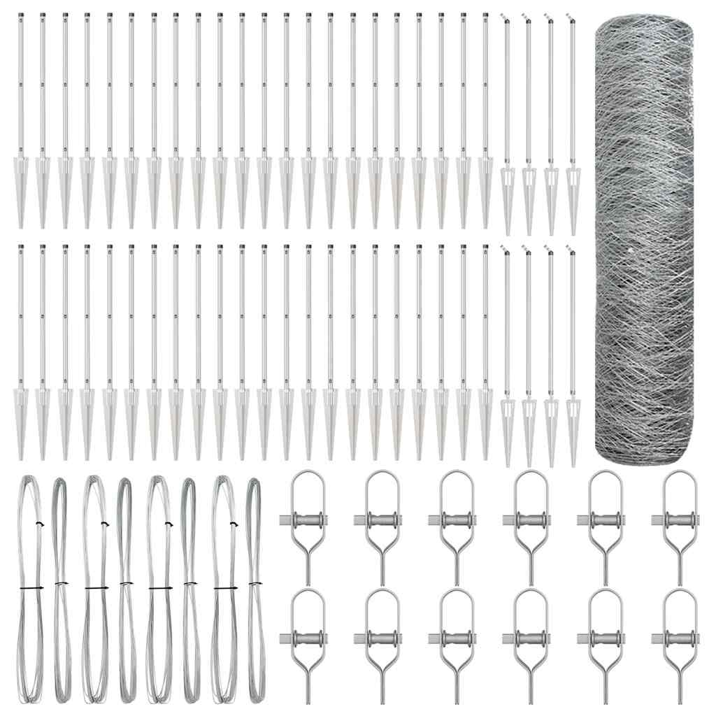 Afrasteringspaal Zilver 100 x 1 m (36 mm gaas) Staal is nu te koop bij PeponiXL, paradijselijk wonen!