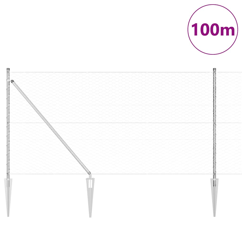 Afrasteringspaal Zilver 100 x 1 m (36 mm gaas) Staal is nu te koop bij PeponiXL, paradijselijk wonen!