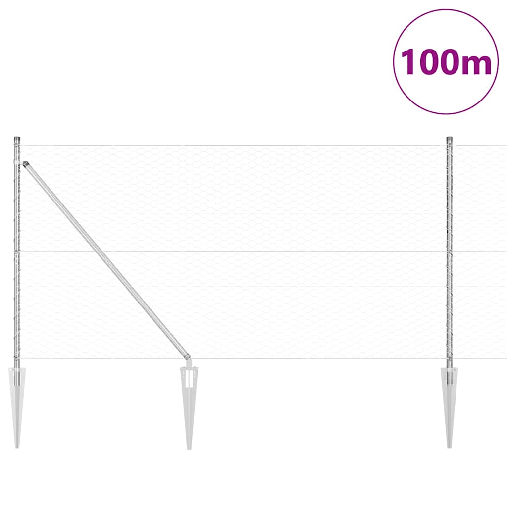 Afrasteringspaal Zilver 100 x 1,2 m (36 mm gaas) Staal is nu te koop bij PeponiXL, paradijselijk wonen!