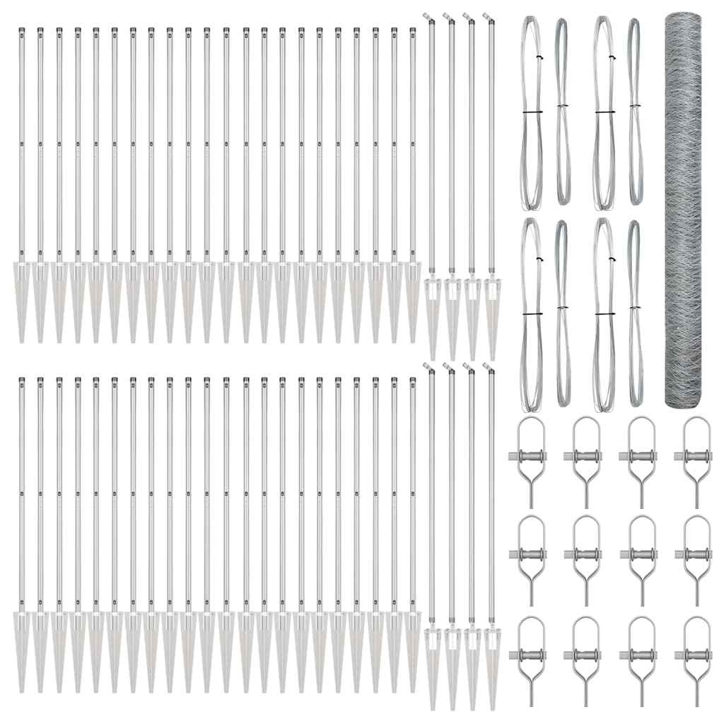 Afrasteringspaal Zilver 100 x 1,6 m (36 mm gaas) Staal is nu te koop bij PeponiXL, paradijselijk wonen!