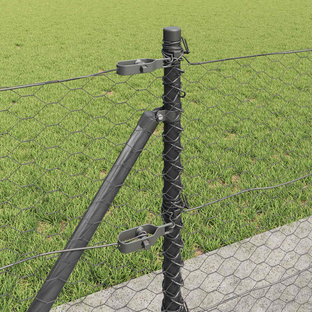 Afrasteringspaal Grijs 10 x 0,4 m (36 mm gaas) Staal en PVC is nu te koop bij PeponiXL, paradijselijk wonen!