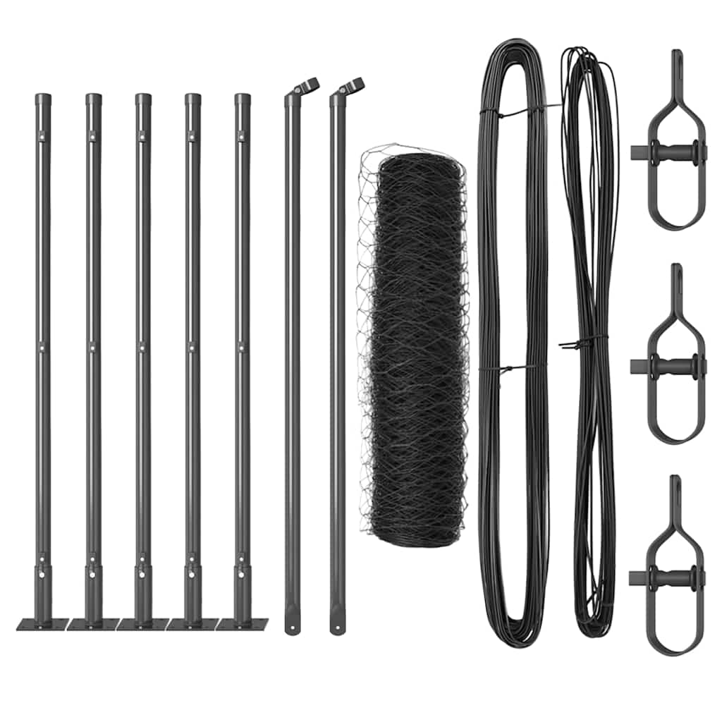 Afrasteringspaal Grijs 10 x 0,4 m (50 mm mesh) Staal en PVC is nu te koop bij PeponiXL, paradijselijk wonen!