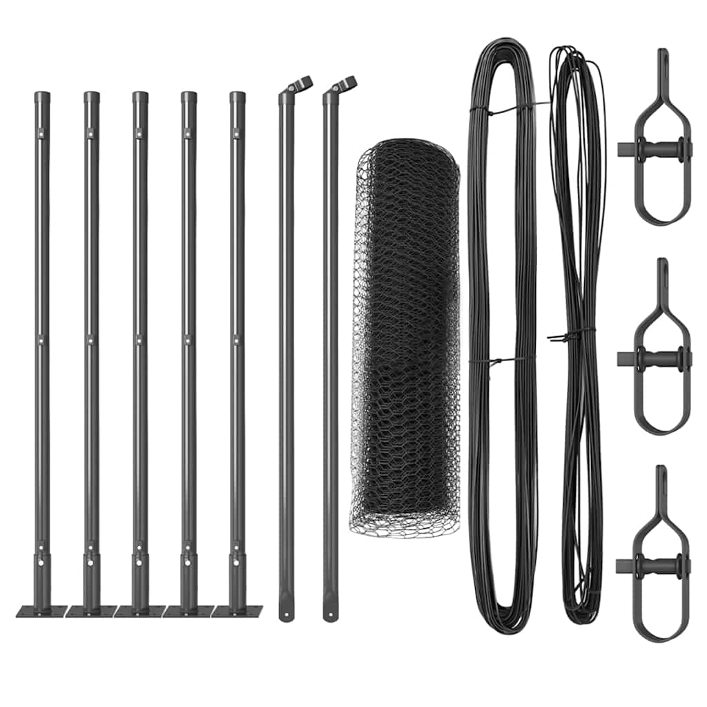 Afrasteringspaal Grijs 10 x 0,5 m (13 mm gaas) Staal en PVC is nu te koop bij PeponiXL, paradijselijk wonen!