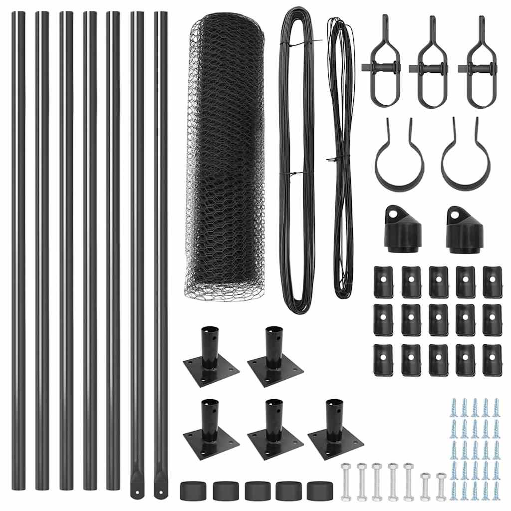 Afrasteringspaal Grijs 10 x 0,6 m (25 mm gaas) Staal en PVC is nu te koop bij PeponiXL, paradijselijk wonen!