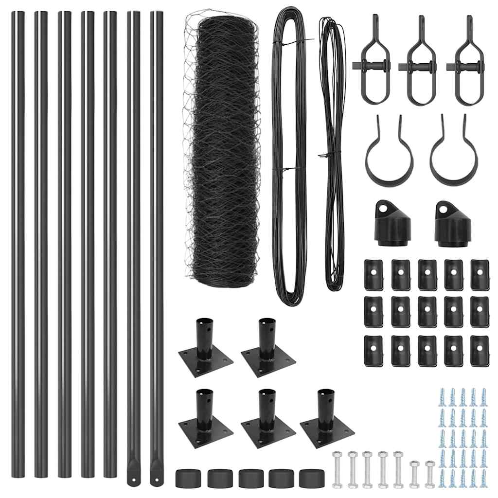 Afrasteringspaal Grijs 10 x 0,6 m (36 mm gaas) Staal en PVC is nu te koop bij PeponiXL, paradijselijk wonen!