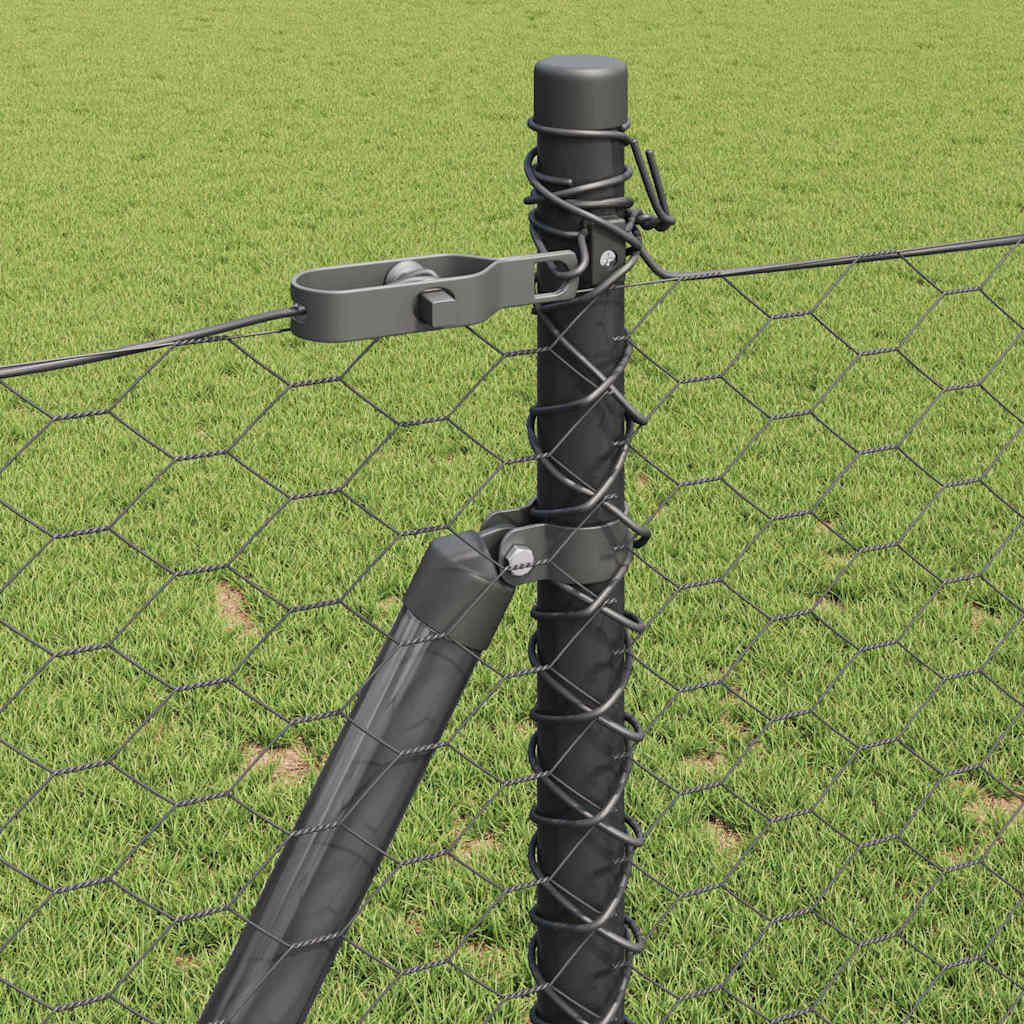 Afrasteringspaal Grijs 10 x 0,8 m (36 mm gaas) Staal en PVC is nu te koop bij PeponiXL, paradijselijk wonen!