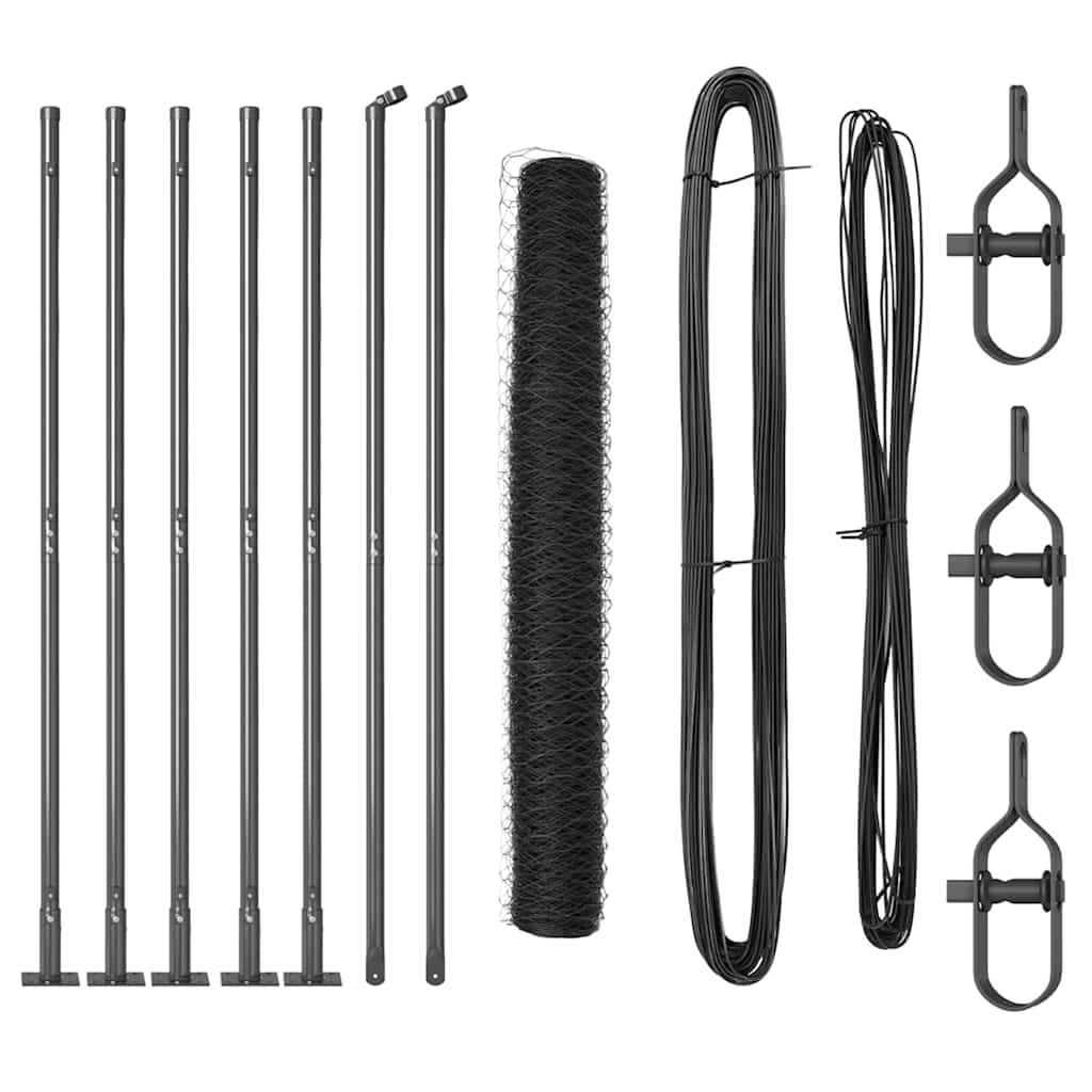 Afrasteringspaal Grijs 10 x 0,8 m (36 mm gaas) Staal en PVC is nu te koop bij PeponiXL, paradijselijk wonen!