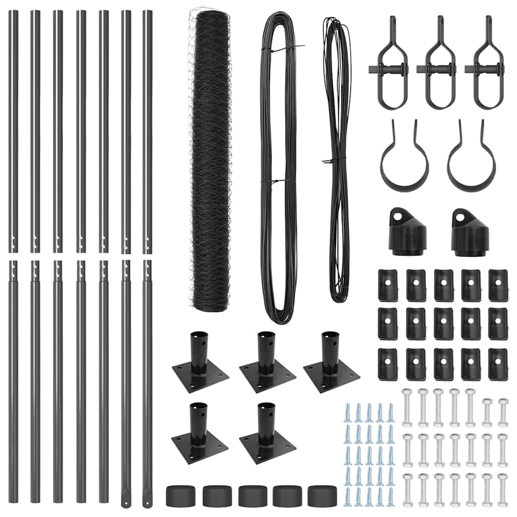 Afrasteringspaal Grijs 10 x 0,8 m (36 mm gaas) Staal en PVC is nu te koop bij PeponiXL, paradijselijk wonen!