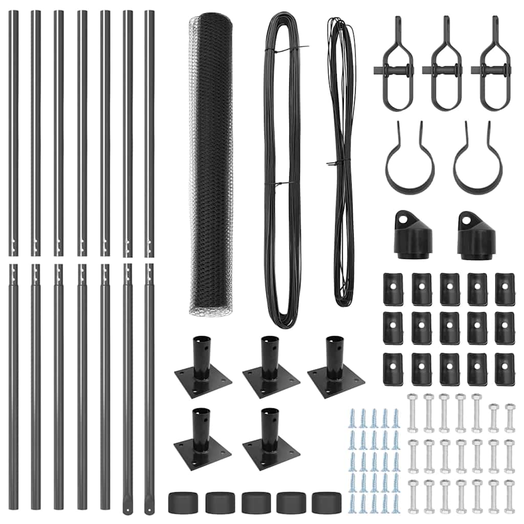 Afrasteringspaal Grijs 10 x 1,2 m (25 mm gaas) Staal en PVC is nu te koop bij PeponiXL, paradijselijk wonen!