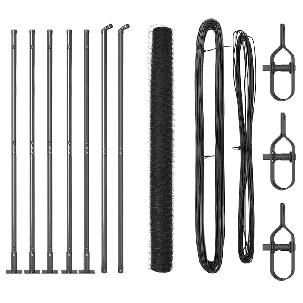 Afrasteringspaal Grijs 10 x 1,4 m (50 mm gaas) Staal en PVC is nu te koop bij PeponiXL, paradijselijk wonen!