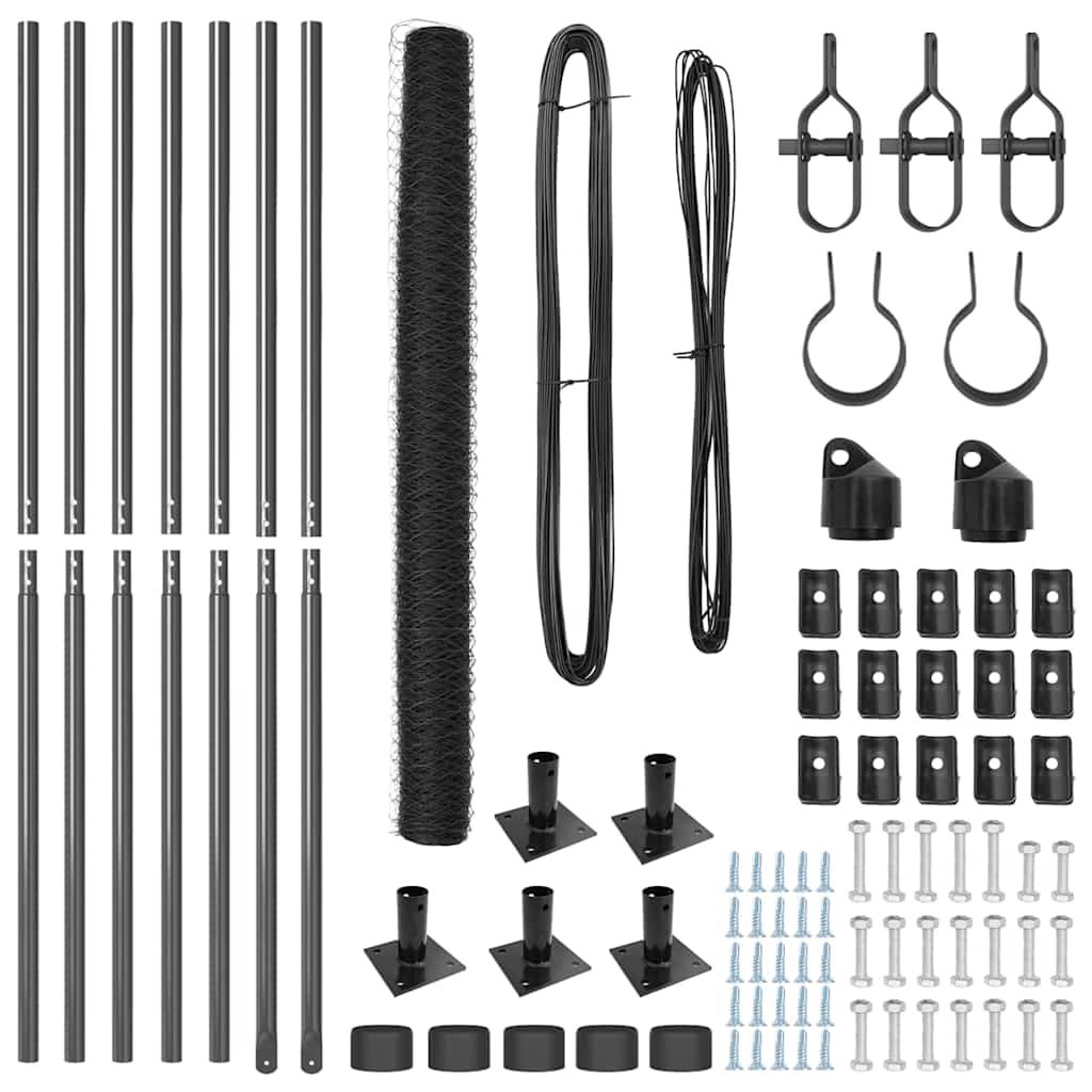 Afrasteringspaal Grijs 10 x 1,4 m (50 mm gaas) Staal en PVC is nu te koop bij PeponiXL, paradijselijk wonen!