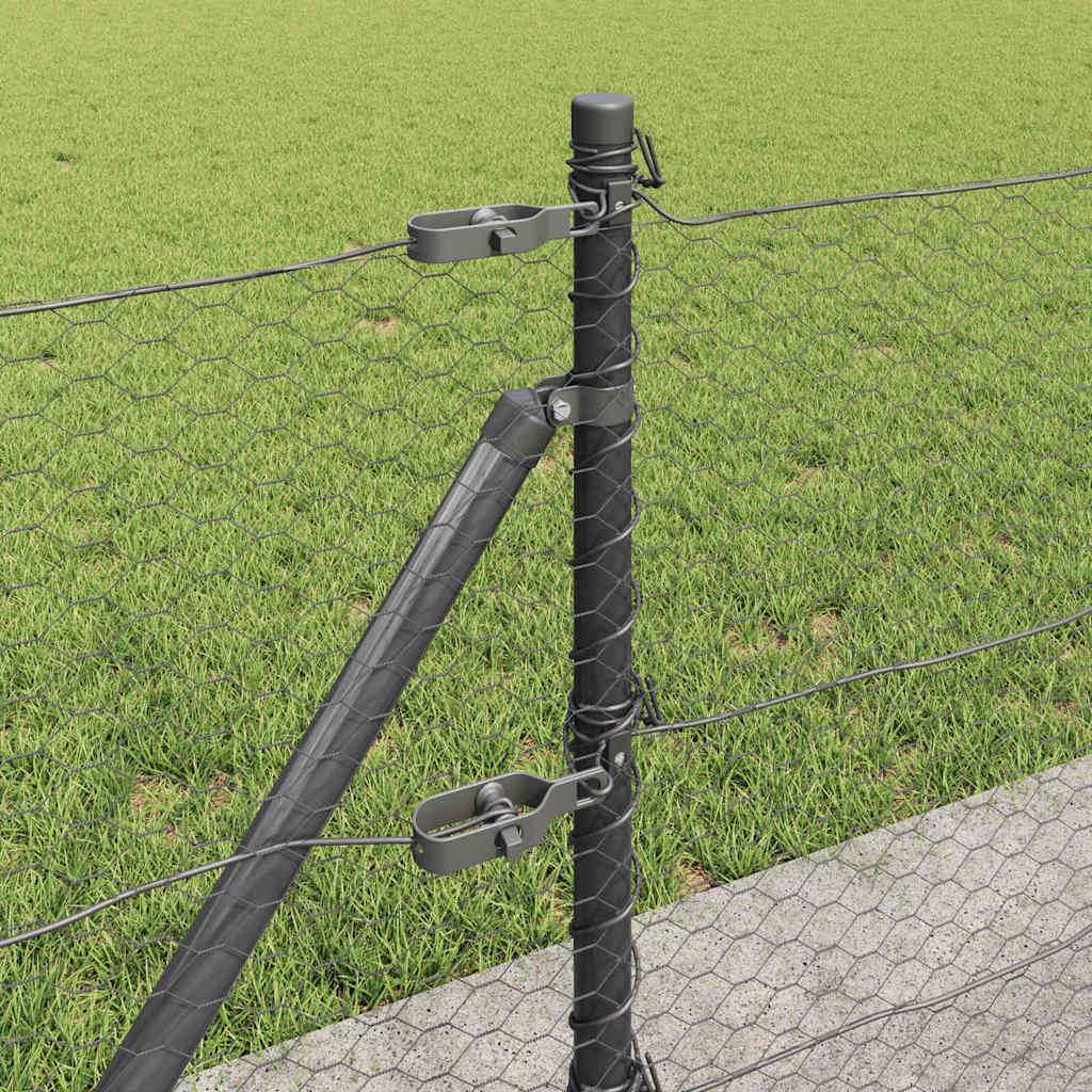 Afrasteringspaal Grijs 25 x 0,4 m (25 mm gaas) Staal en PVC is nu te koop bij PeponiXL, paradijselijk wonen!