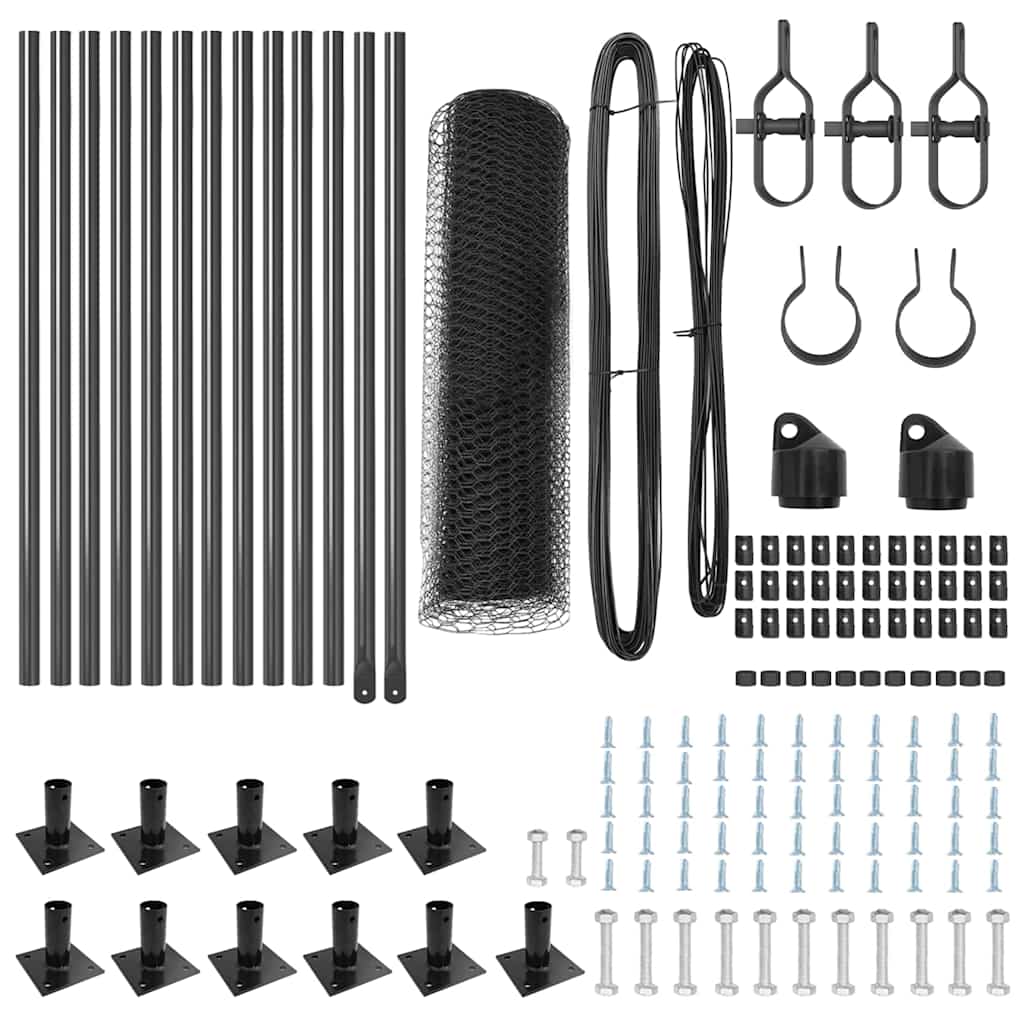 Afrasteringspaal Grijs 25 x 0,4 m (25 mm gaas) Staal en PVC is nu te koop bij PeponiXL, paradijselijk wonen!