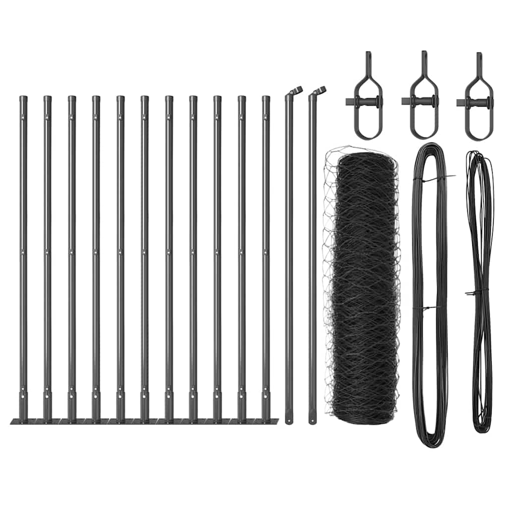 Afrasteringspaal Grijs 25 x 0,6 m (36 mm gaas) Staal en PVC is nu te koop bij PeponiXL, paradijselijk wonen!