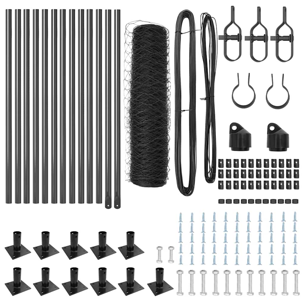 Afrasteringspaal Grijs 25 x 0,6 m (36 mm gaas) Staal en PVC is nu te koop bij PeponiXL, paradijselijk wonen!