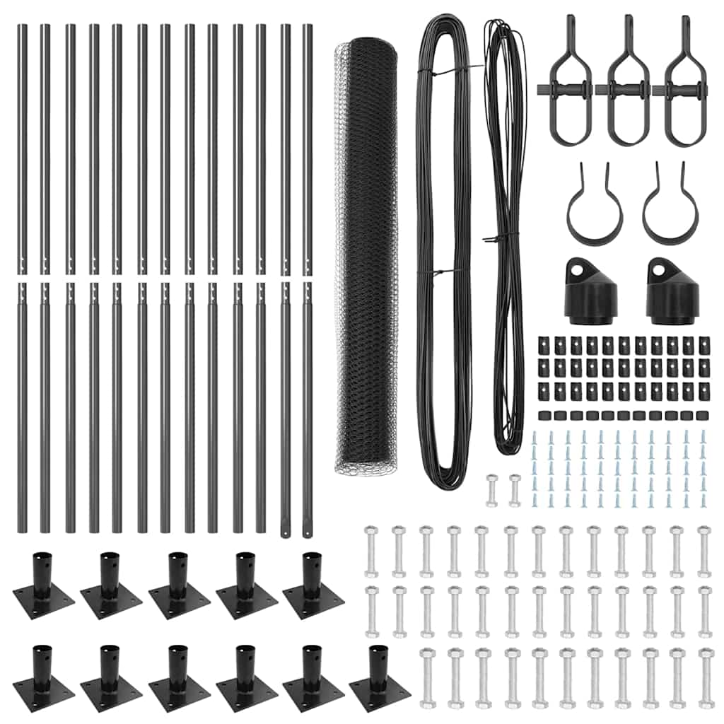 Afrasteringspaal Grijs 25 x 1 m (25 mm gaas) Staal is nu te koop bij PeponiXL, paradijselijk wonen!