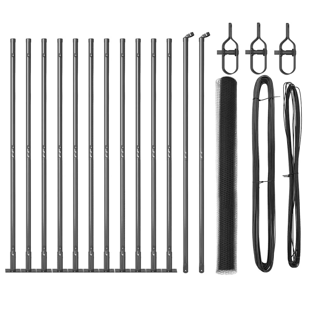 Afrasteringspaal Grijs 25 x 1,5 m (25 mm gaas) Staal is nu te koop bij PeponiXL, paradijselijk wonen!