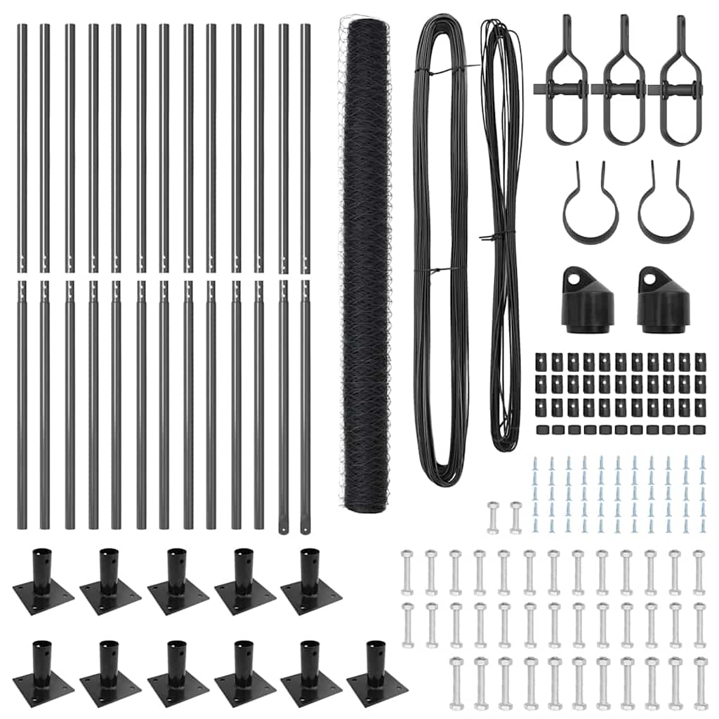 Afrasteringspaal Grijs 25 x 1,5 m (36 mm gaas) Staal is nu te koop bij PeponiXL, paradijselijk wonen!