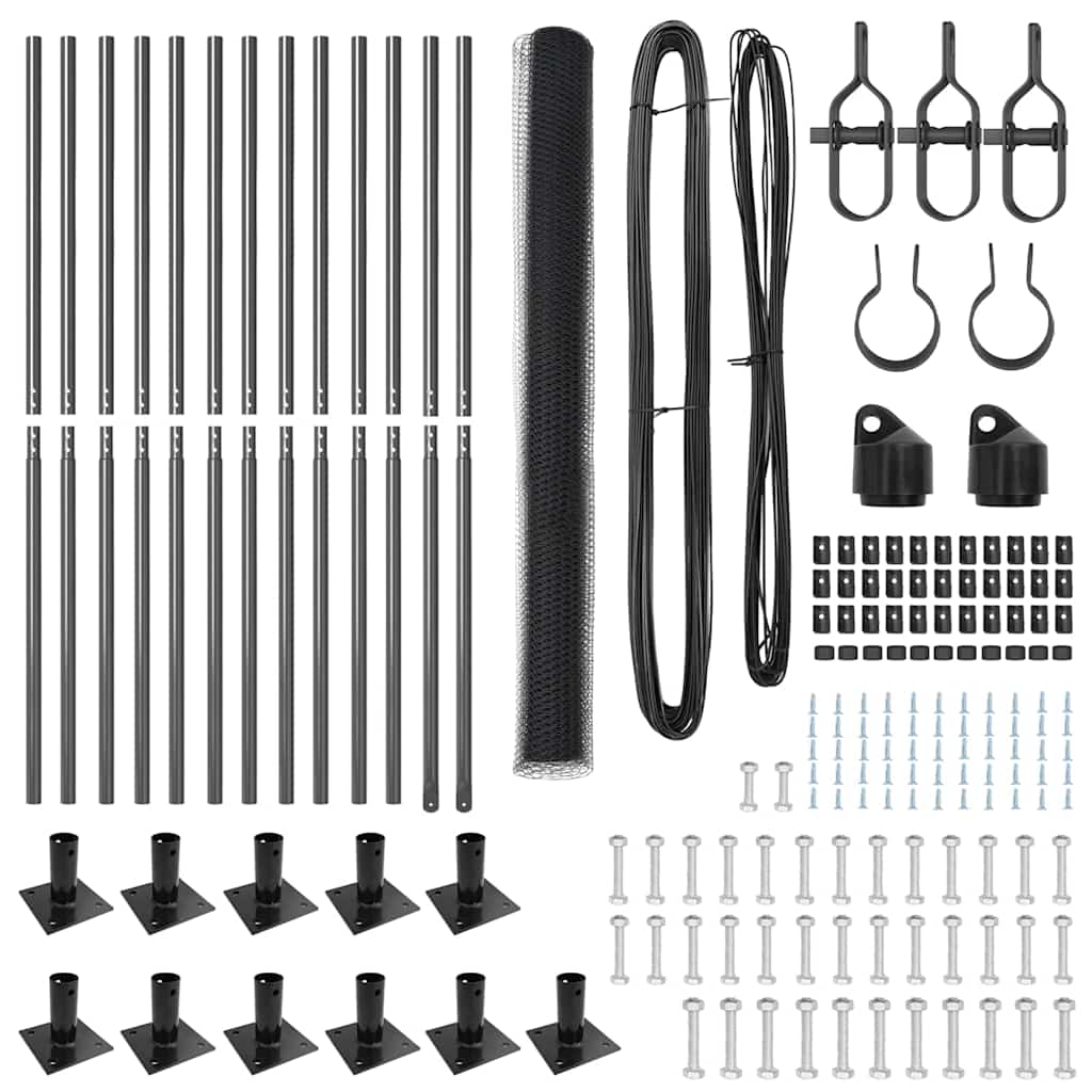 Afrasteringspaal Grijs 25 x 1,6 m (13 mm gaas) Staal en PVC is nu te koop bij PeponiXL, paradijselijk wonen!