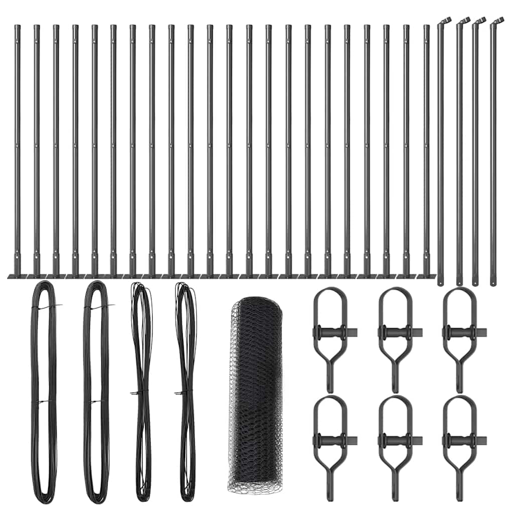 Afrasteringspaal Grijs 50 x 0,4 m (13 mm gaas) Staal en PVC is nu te koop bij PeponiXL, paradijselijk wonen!