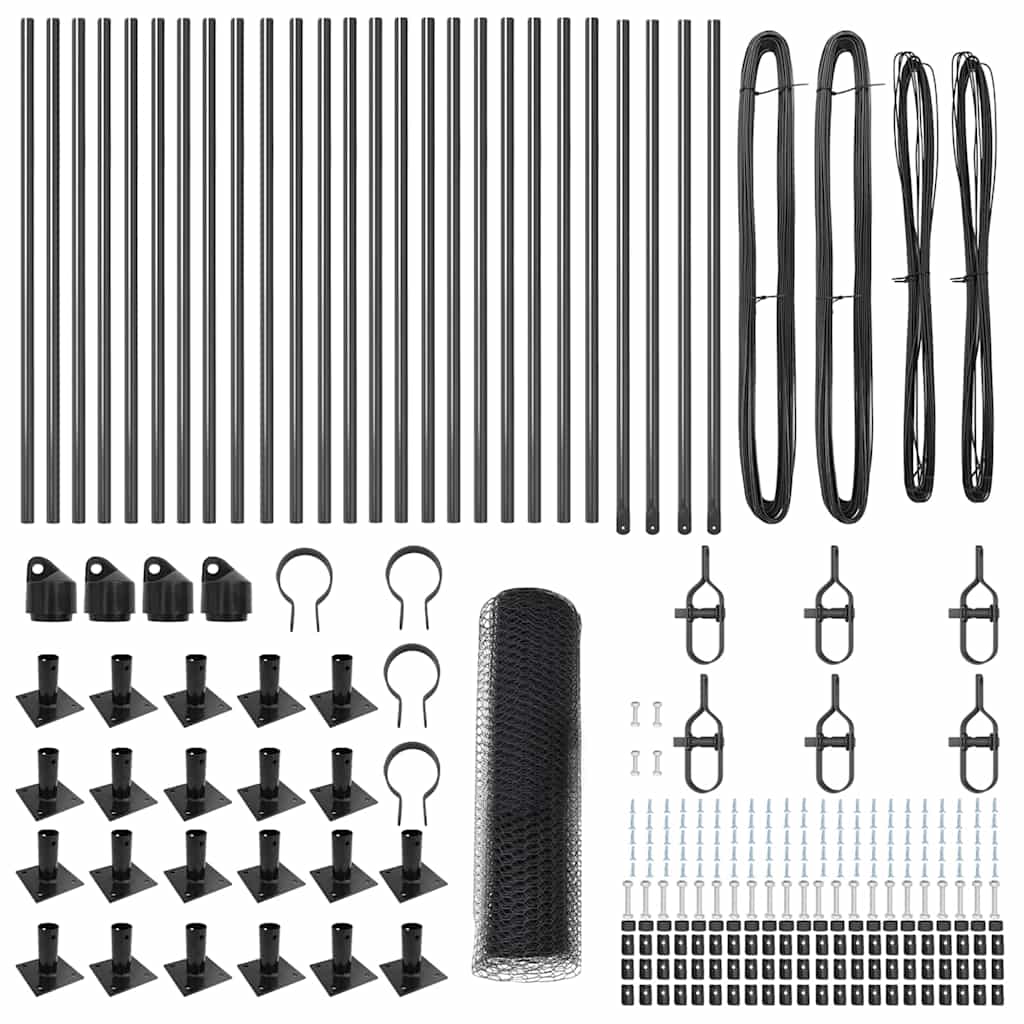 Afrasteringspaal Grijs 50 x 0,4 m (25 mm gaas) Staal en PVC is nu te koop bij PeponiXL, paradijselijk wonen!