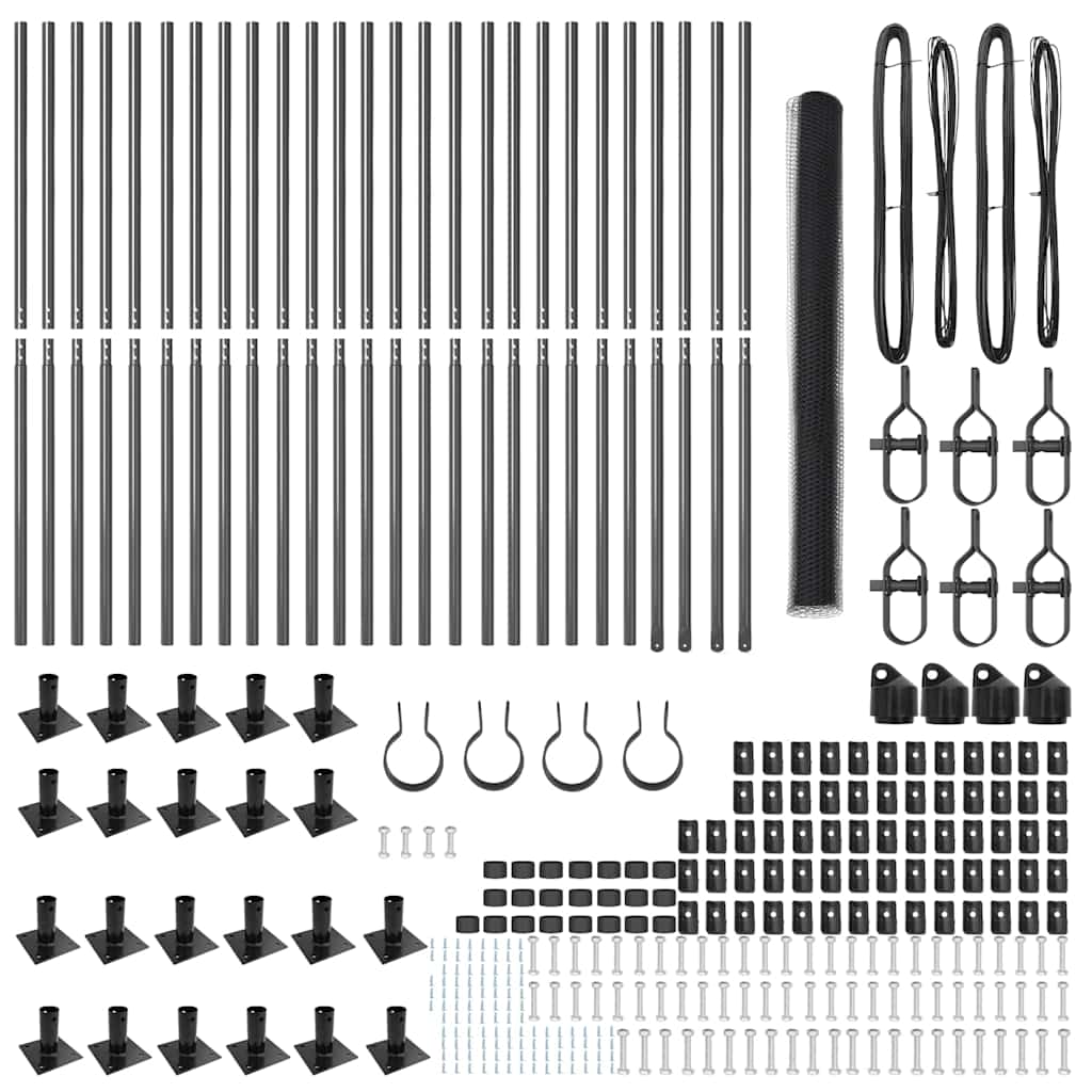 Afrasteringspaal Grijs 50 x 1,5 m (25 mm gaas) Staal en PVC is nu te koop bij PeponiXL, paradijselijk wonen!