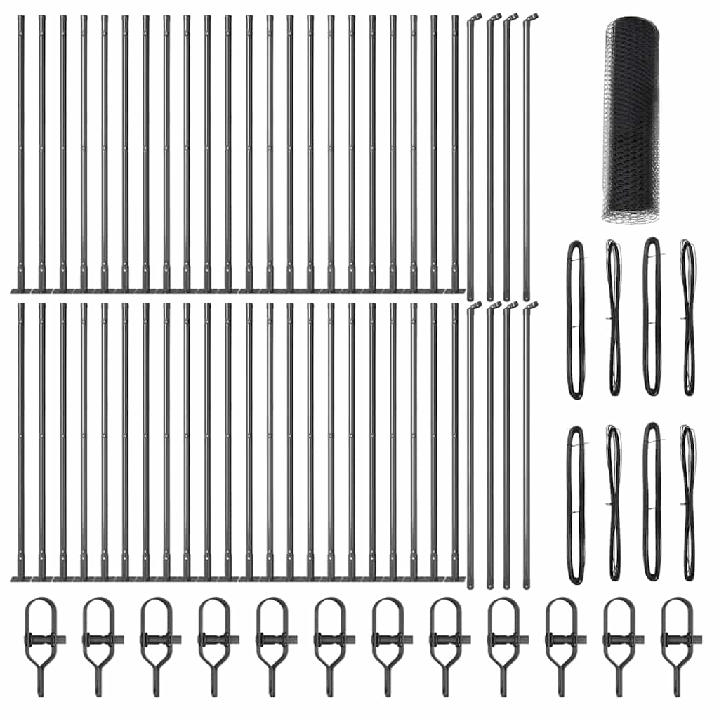 Afrasteringspaal Grijs 100 x 0,4 m (25 mm gaas) Staal en PVC is nu te koop bij PeponiXL, paradijselijk wonen!