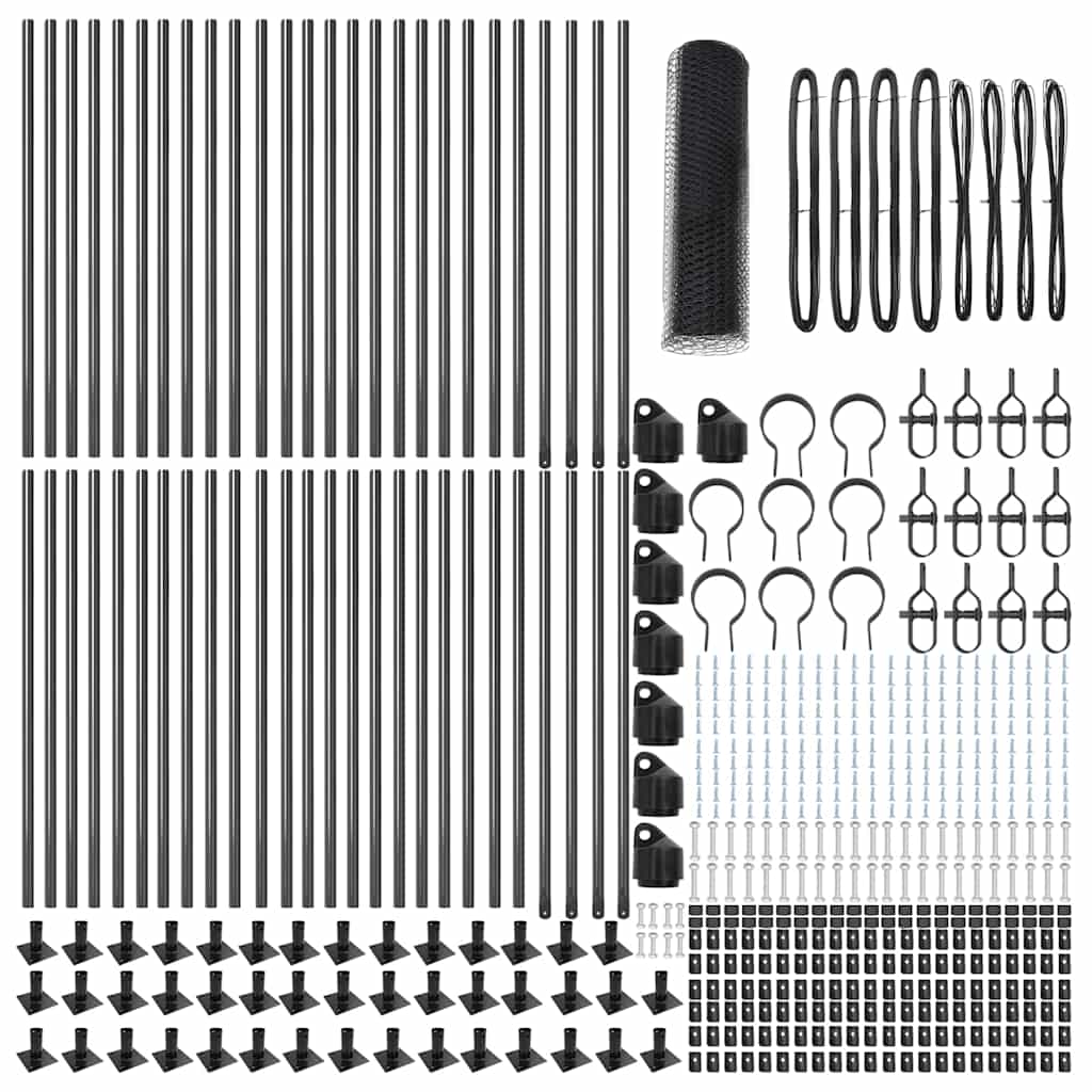 Afrasteringspaal Grijs 100 x 0,4 m (25 mm gaas) Staal en PVC is nu te koop bij PeponiXL, paradijselijk wonen!