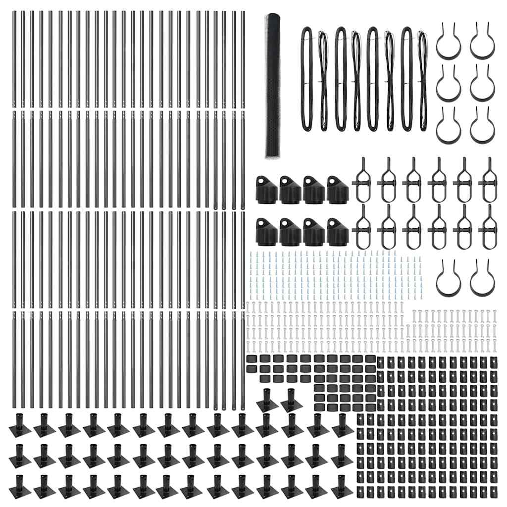 Afrasteringspaal Grijs 100 x 1,5 m (25 mm gaas) Staal en PVC is nu te koop bij PeponiXL, paradijselijk wonen!