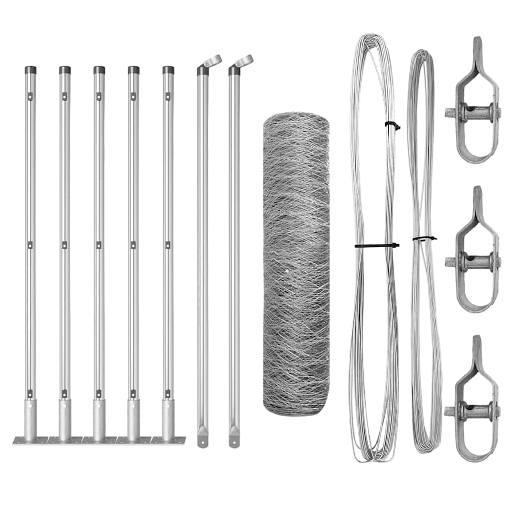 Afrasteringspaal Zilver 10 x 0,4 m (50 mm mesh) Staal is nu te koop bij PeponiXL, paradijselijk wonen!