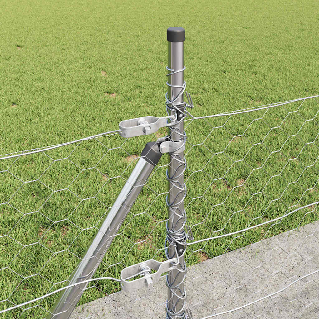 Afrasteringspaal Zilver 10 x 0,5 m (50 mm gaas) Staal is nu te koop bij PeponiXL, paradijselijk wonen!