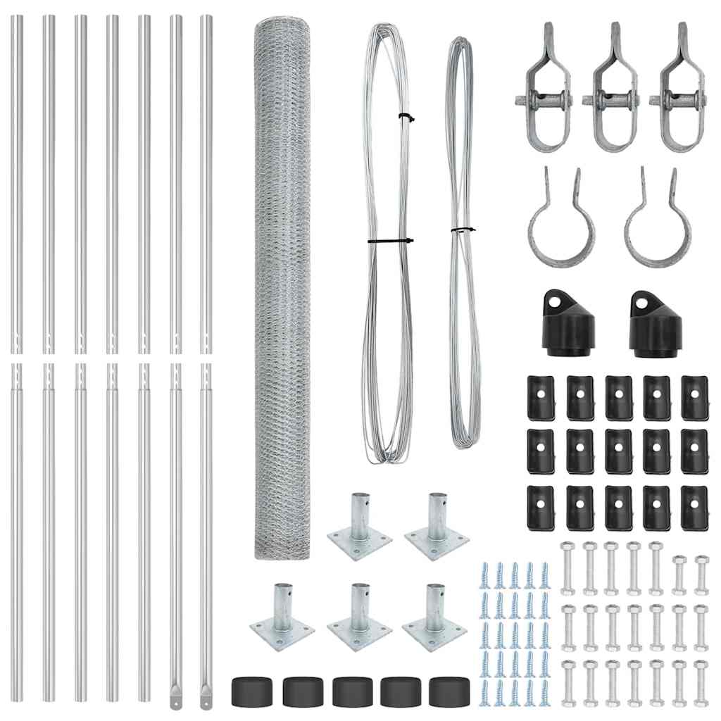Afrasteringspaal Zilver 10 x 1,5 m (25 mm gaas) Staal is nu te koop bij PeponiXL, paradijselijk wonen!