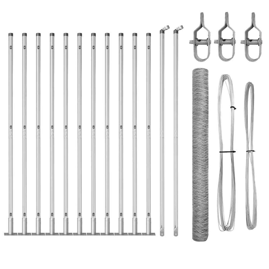 Afrasteringspaal Zilver 25 x 1,4 m (50 mm gaas) Staal is nu te koop bij PeponiXL, paradijselijk wonen!