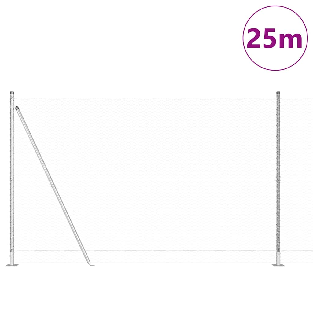 Afrasteringspaal Zilver 25 x 1,5 m (25 mm gaas) Staal is nu te koop bij PeponiXL, paradijselijk wonen!