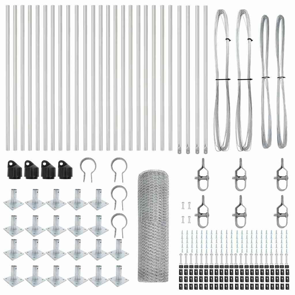 Afrasteringspaal Zilver 50 x 0,4 m (25 mm gaas) Staal is nu te koop bij PeponiXL, paradijselijk wonen!