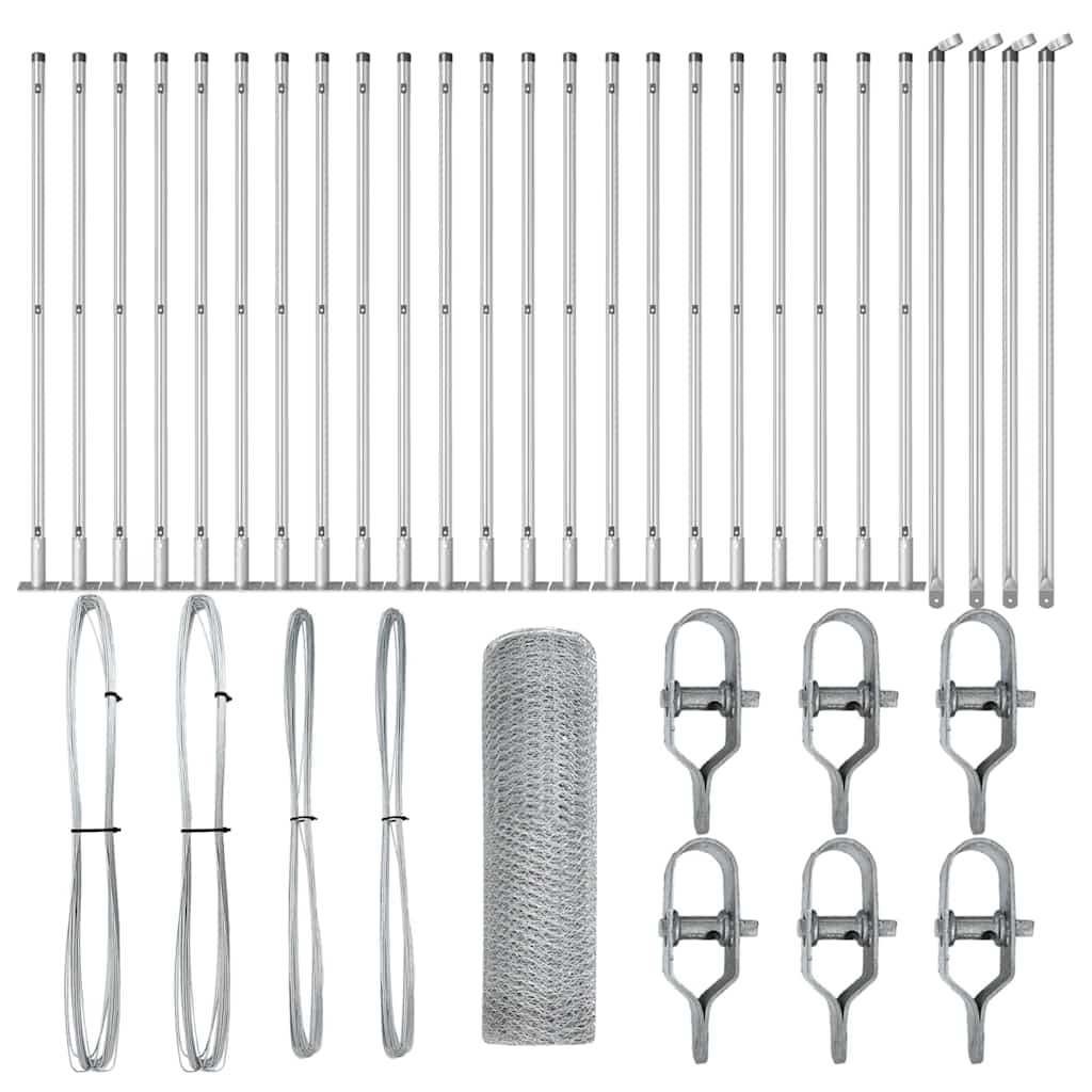 Afrasteringspaal Zilver 50 x 0,5 m (25 mm net) Staal is nu te koop bij PeponiXL, paradijselijk wonen!