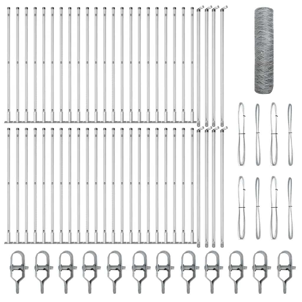 Afrasteringspaal Zilver 100 x 0,6 m (50 mm gaas) Staal is nu te koop bij PeponiXL, paradijselijk wonen!