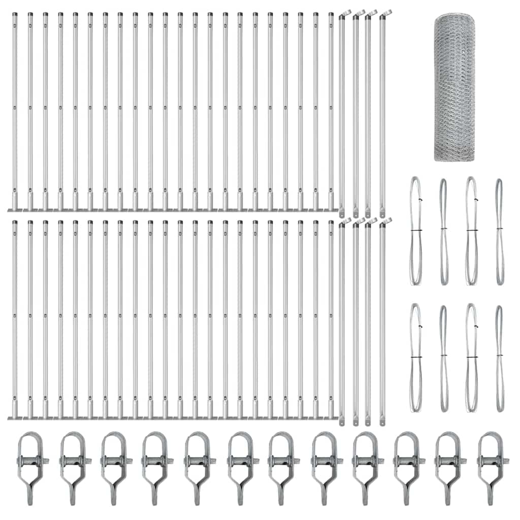 Afrasteringspaal Zilver 100 x 1 m (13 mm gaas) Staal is nu te koop bij PeponiXL, paradijselijk wonen!