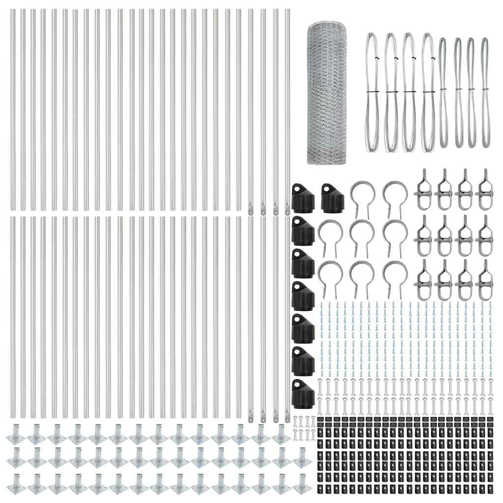 Afrasteringspaal Zilver 100 x 1 m (25 mm gaas) Staal is nu te koop bij PeponiXL, paradijselijk wonen!