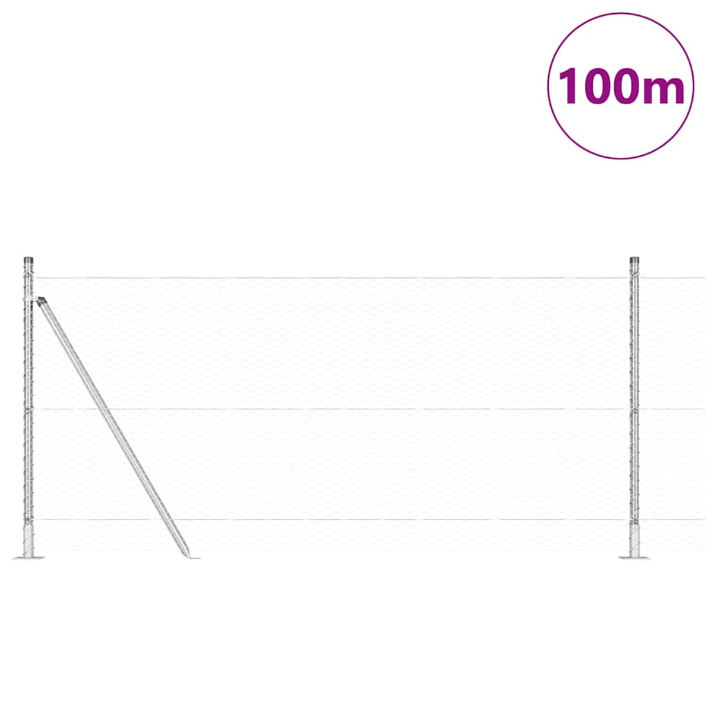 Afrasteringspaal Zilver 100 x 1 m (25 mm gaas) Staal is nu te koop bij PeponiXL, paradijselijk wonen!