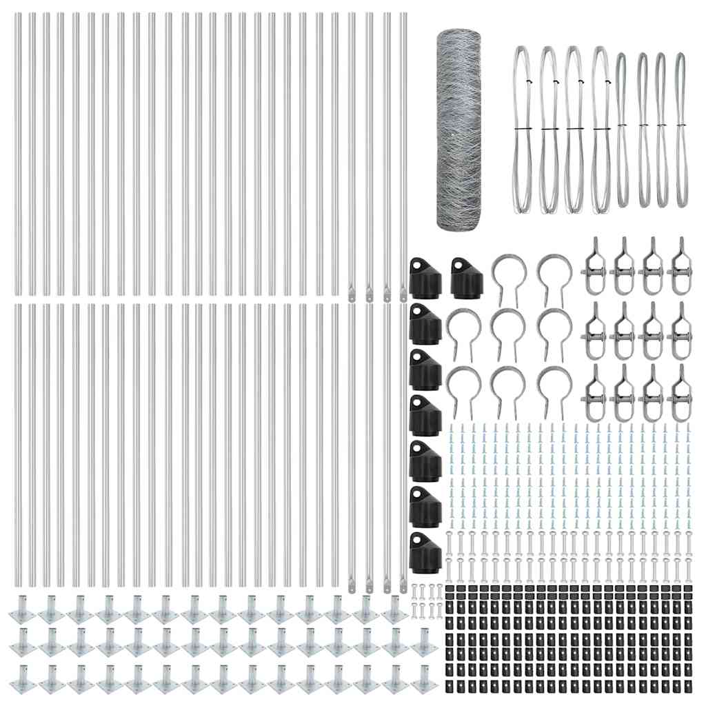 Afrasteringspaal Zilver 100 x 1 m (36 mm gaas) Staal is nu te koop bij PeponiXL, paradijselijk wonen!