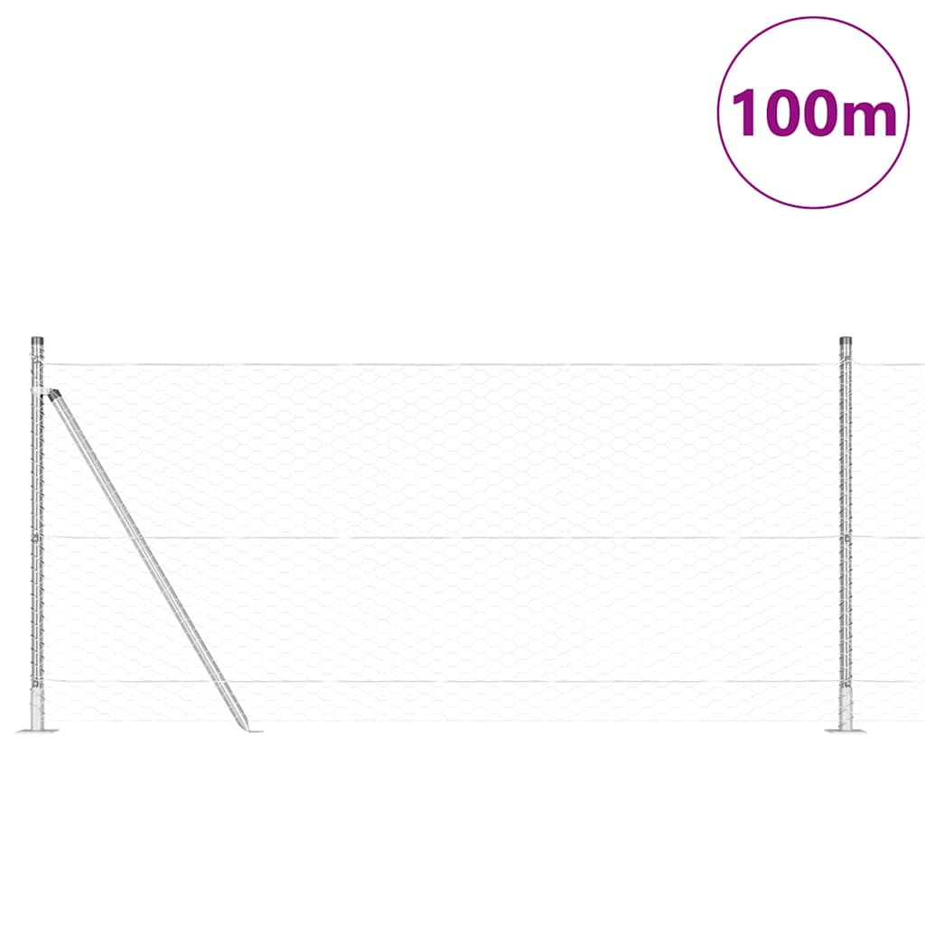 Afrasteringspaal Zilver 100 x 1 m (36 mm gaas) Staal is nu te koop bij PeponiXL, paradijselijk wonen!