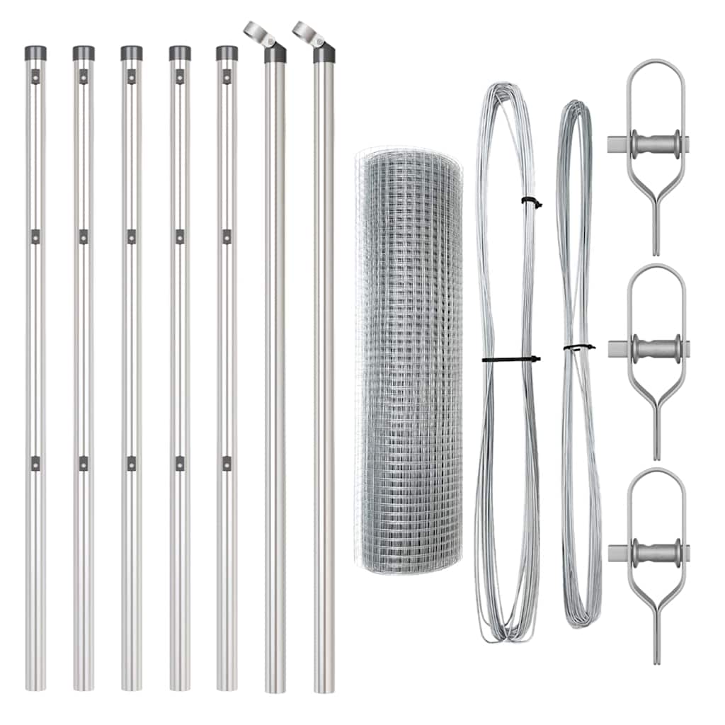 Afrasteringspaal Zilver 10 x 0,4 m (19 x 19 mm gaas) Staal is nu te koop bij PeponiXL, paradijselijk wonen!